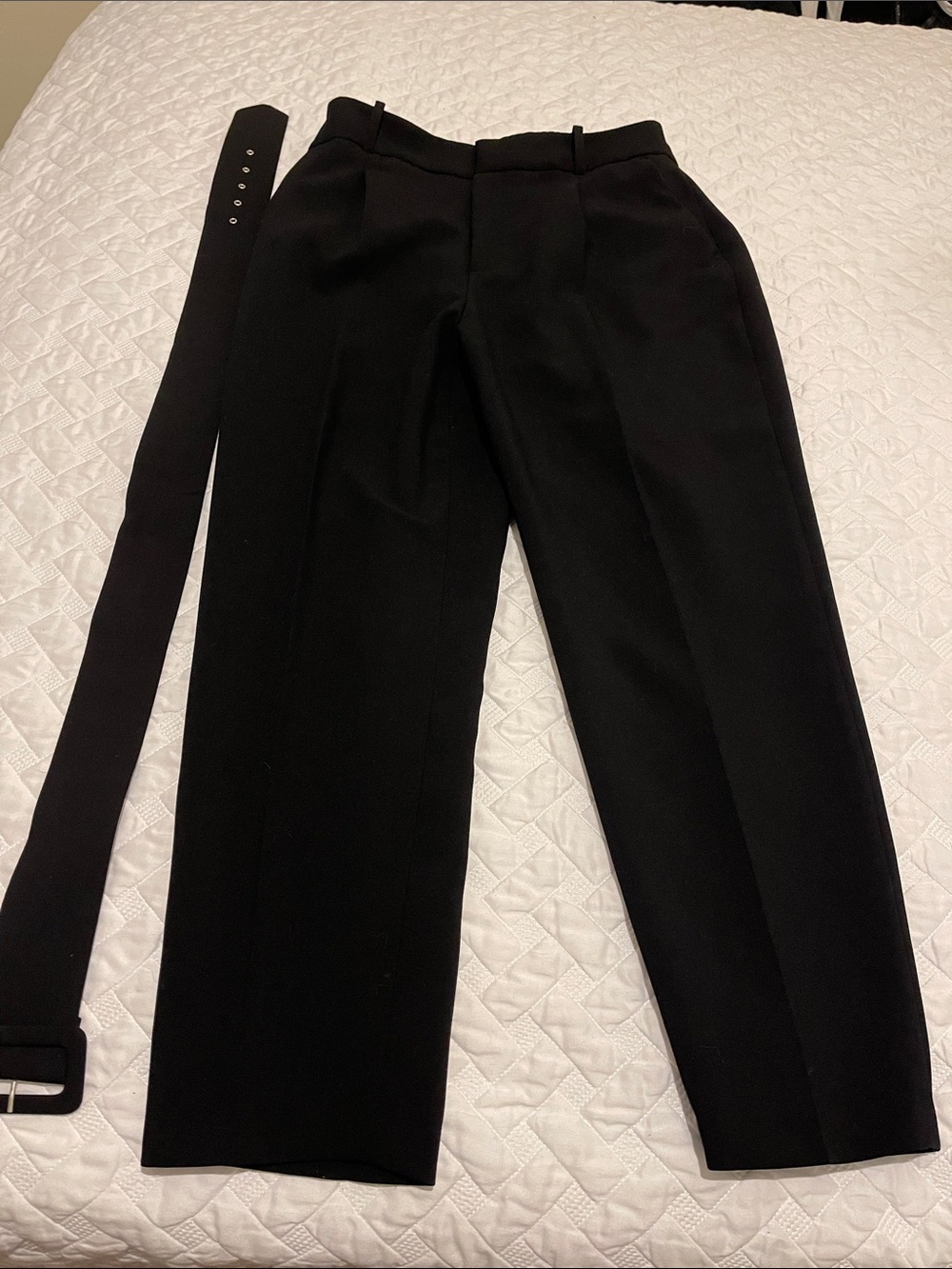 Zara Black High-Waist Tailored Trousers with Belt